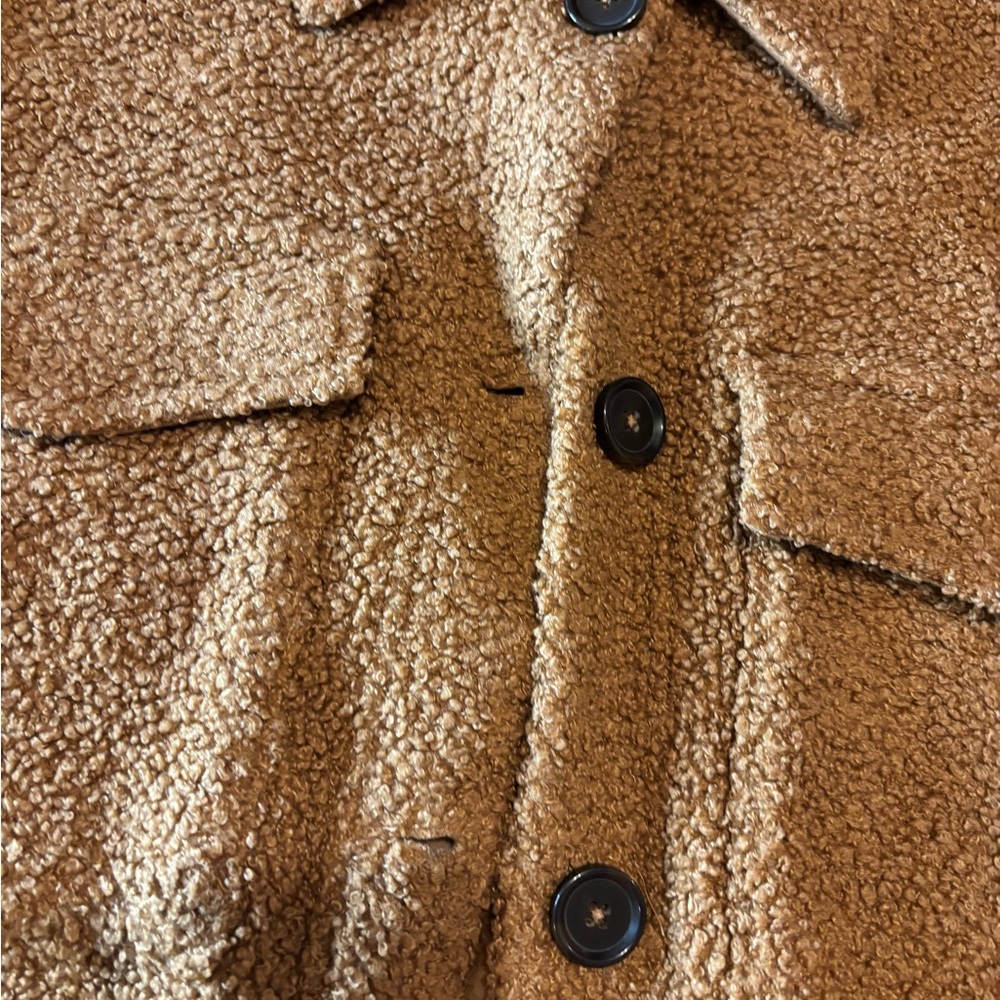 Fuzzy beige petite teddy jacket - Picture 3 of 6